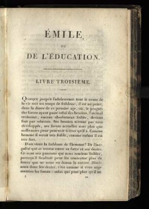 Émile ou de L' Education, Livre troisieme