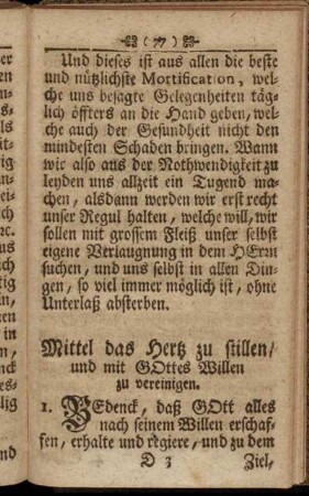 Mittel das Hertz zu stillen / und mit Gottes Willen zu vereinigen.