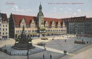 Leipzig: Markt m. Altem Rathaus u. Siegesdenkmal