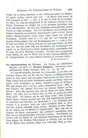 625-626 [Rezension] Poschmann, Bernhard, Die Sündenvergebung bei Origenes