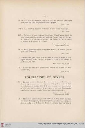 Porcelaines de Sèvres (Nr. 173 - 204)