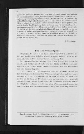 Bitte an die Vereinsmitglieder