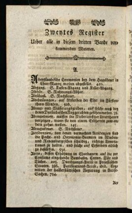 ddd3v-fff8v, Zweytes Register. Ueber alle in diesem dritten Bande vorkommenden Materien