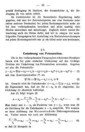 § 5. Umkehrung von Potenzreihen.