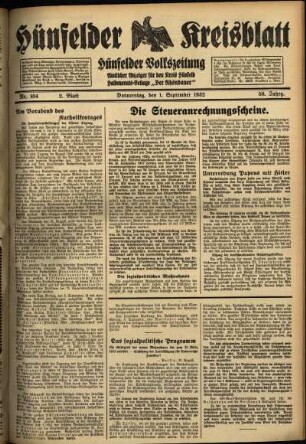 Zweite Ausgabe vom Donnerstag, den 01. September 1932.