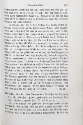 125-126 [Rezension] Bardenhewer, Otto, Patrologie