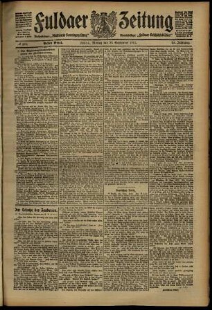 Erste Ausgabe vom Montag, den 30. September 1912.