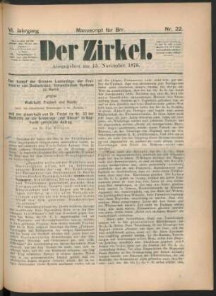 Nr. 22. Ausgegeben am 15. November 1876.