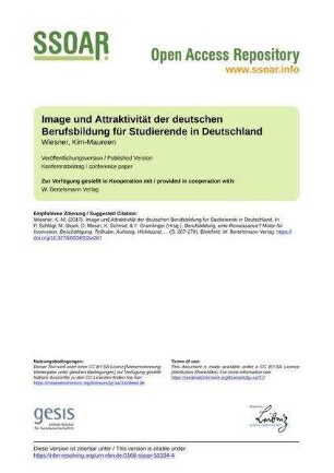 Image und Attraktivität der deutschen Berufsbildung für Studierende in Deutschland