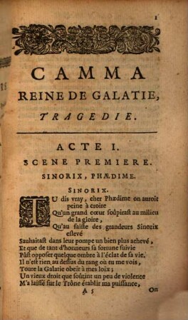 Camma, Reine de Galatie : Tragédie