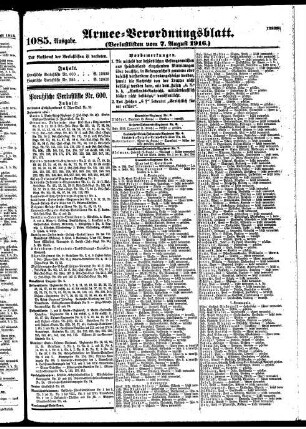 1085.Ausgabe. Montag, 7. August 1916