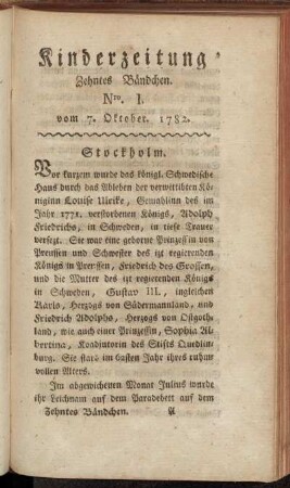 Nro. I. vom 7. October 1782