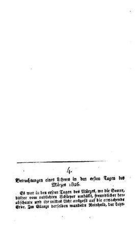 Betrachtungen eines Lehrers in den ersten Tagen des Märzes 1826
