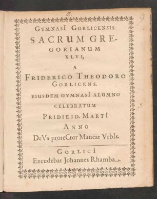 Gymnasi[i] Gorlicensis Sacrum Gregorianum XLVI,