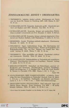 Zinnsammlung Arndt Oberwartha (Nr. 1-385)