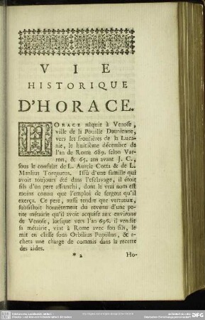 Vie Historique D´Horace