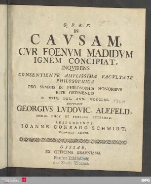In Cavsam, Cvr Foenvm Madidvm Ignem Concipiat, Inqvirens