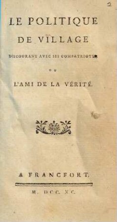 Le politique de village discourant avec ses compatriotes ou l'ami de la vérité