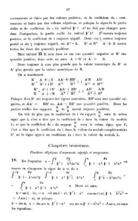 Chapitre troisième. Fonctions elliptiques d'arguments négatifs et imaginaires.