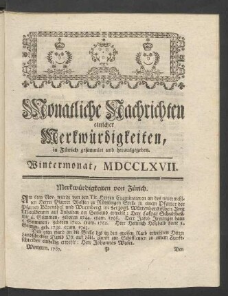 Wintermonat, MDCCLXVII