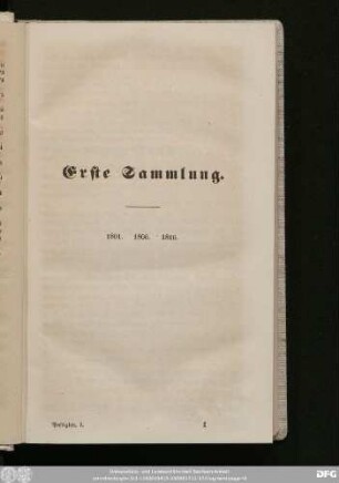 Erste Sammlung. 1801. 1806. 1816.