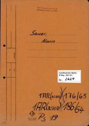 Personenheft Alwin Sauer (*13.06.1891), Polizeirat und SS-Obersturmführer
