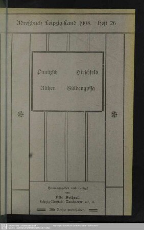 Heft 26. Panitzsch. Hirschfeld. Althen. Güldengossa