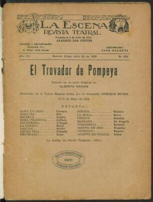 El trovador de Pompeya : sainete en un acto