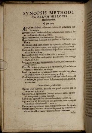 Synopsis Methodica Rerum His Locis tractatarum