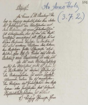 Brief an Arno Holz
