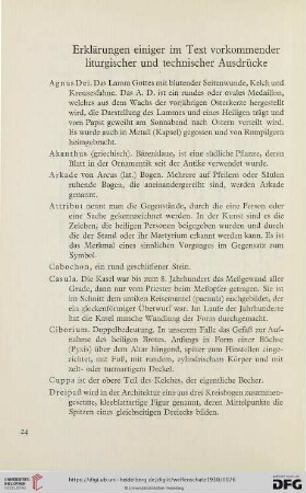 Erklärungen einiger im Text vorkommender liturgischer und technischer Ausdrücke