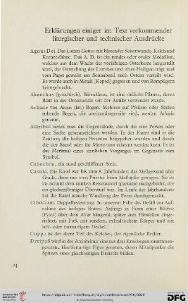 Erklärungen einiger im Text vorkommender liturgischer und technischer Ausdrücke