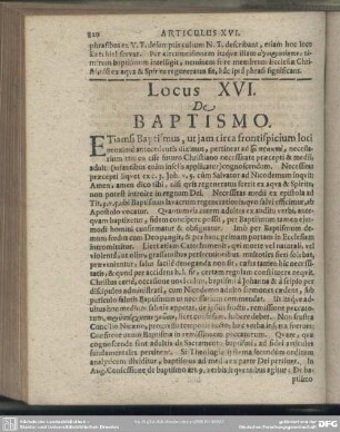 [Articulus] XVI. De Baptismo