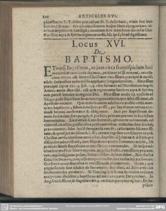 [Articulus] XVI. De Baptismo
