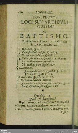 Conspectus Loci Seu Articuli Vigesimi De Babtismo