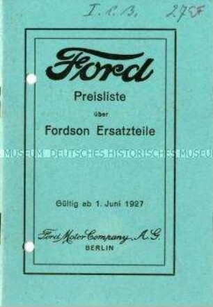 Preisliste über Fordsontraktoren-Ersatzteile