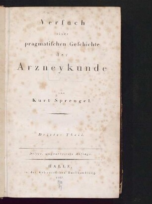 3: Versuch einer pragmatischen Geschichte der Arzneykunde