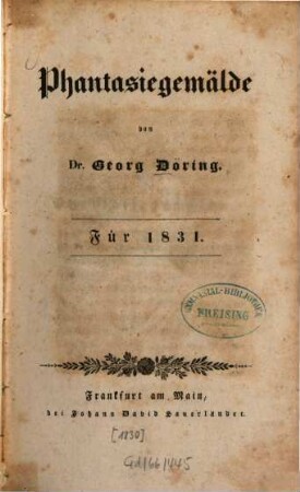 Phantasiegemälde : für .... 1831