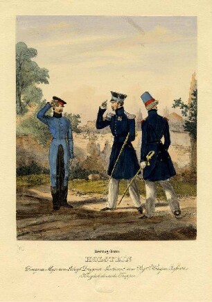 Uniformbild, Kavallerie- und Infanterieoffizier der dänischen Armee