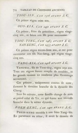 Tsou-ting, l'an 1465 avant J.C., Nan-keng, l'an 1433 avant J.C.