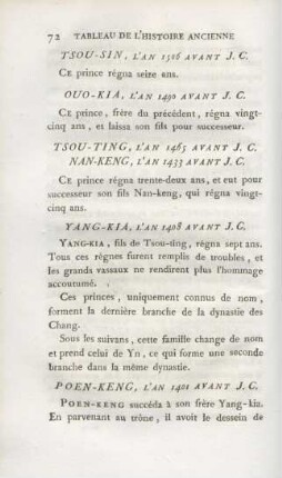 Tsou-ting, l'an 1465 avant J.C., Nan-keng, l'an 1433 avant J.C.
