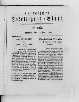 2tes Stück, Ausgabe vom 13. Jan. 1809