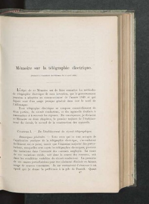 Mémoire sur la télégraphie éléctrique