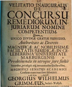 Velitatio inauguralis de concursu remediorum, injuriarum nomine competentium