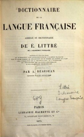 Dictionnaire de la langue française