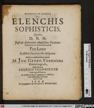 Disputatio Logica De Elenchis Sophisticis