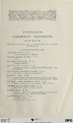 Kupferstiche Radierungen Holzschnitte (Nr. 735-1150)