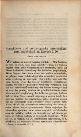 Zeitschrift für vergleichende Sprachforschung auf dem Gebiete der indogermanischen Sprachen, 14. 1865