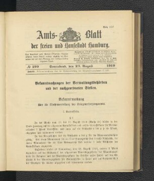 No.199, Sonnabend, den 23. August 1919