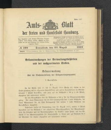 No.199, Sonnabend, den 23. August 1919